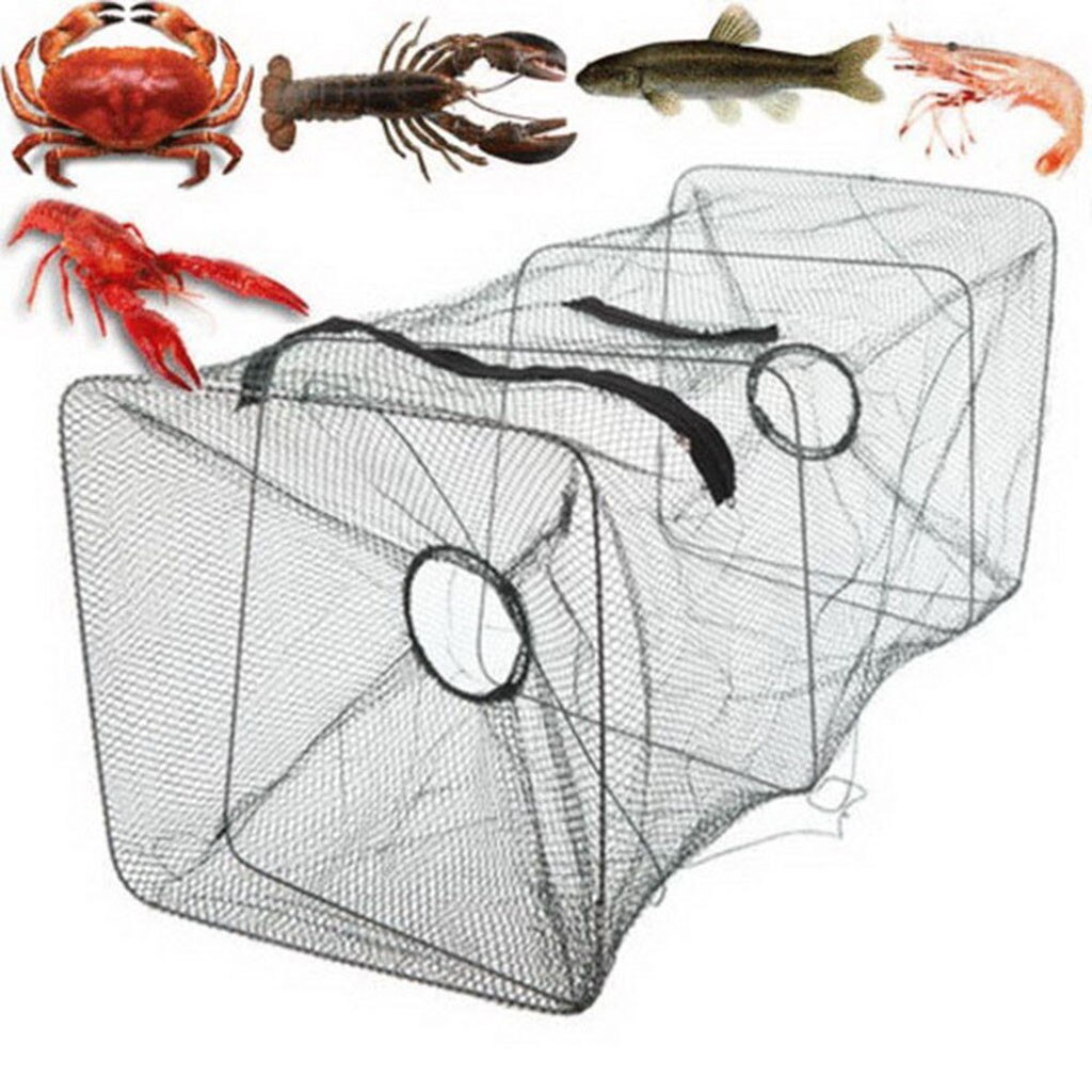 Fish Trap Net Fishing Gear Crab Prawn Shrimp Crayfish Lobster Crawdad Foldable
