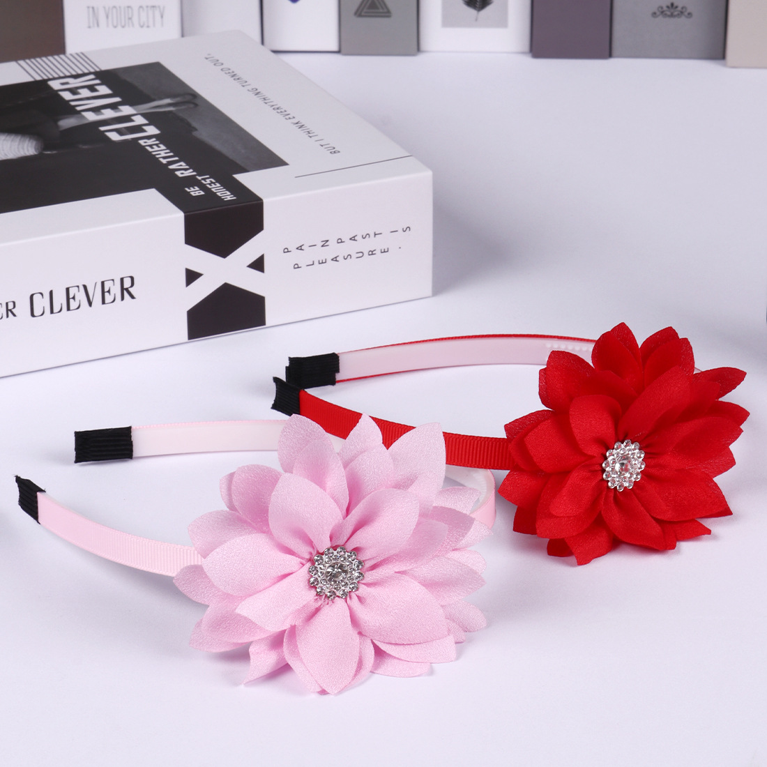 Ensfarvede blomsterhårbånd til søde piger prinsesse krystalblomst hårbånd hovedbeklædning børnehårtilbehør hårbånd