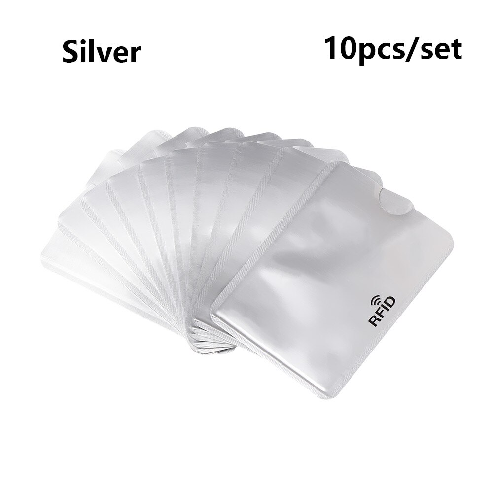 10PCS RFID Credit Card Protector Anti Theft Blocking Card holder Sleeve Skin Case Covers Protection Bank Card Case: silver