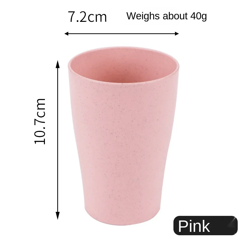 Husholdningskopp, tallerken, frokostblandingsbolle i én pakke, fruktgaffel, servise, risbolle, miljøvennlig plastbolle med hvetestrå: Lys gul