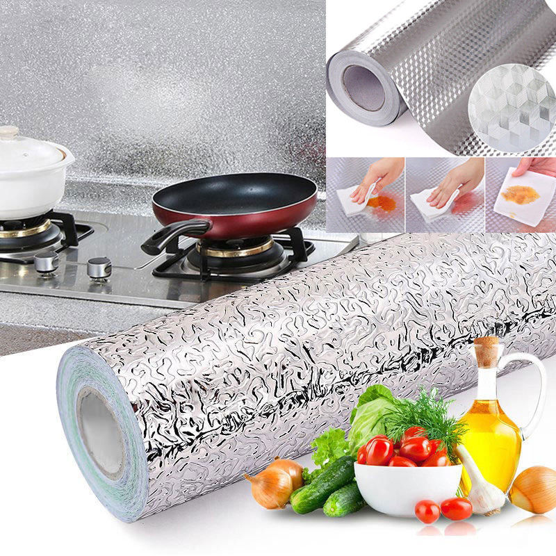 Zelfklevende Waterdichte Olie-Proof Aluminiumfolie Keukenkast Muursticker