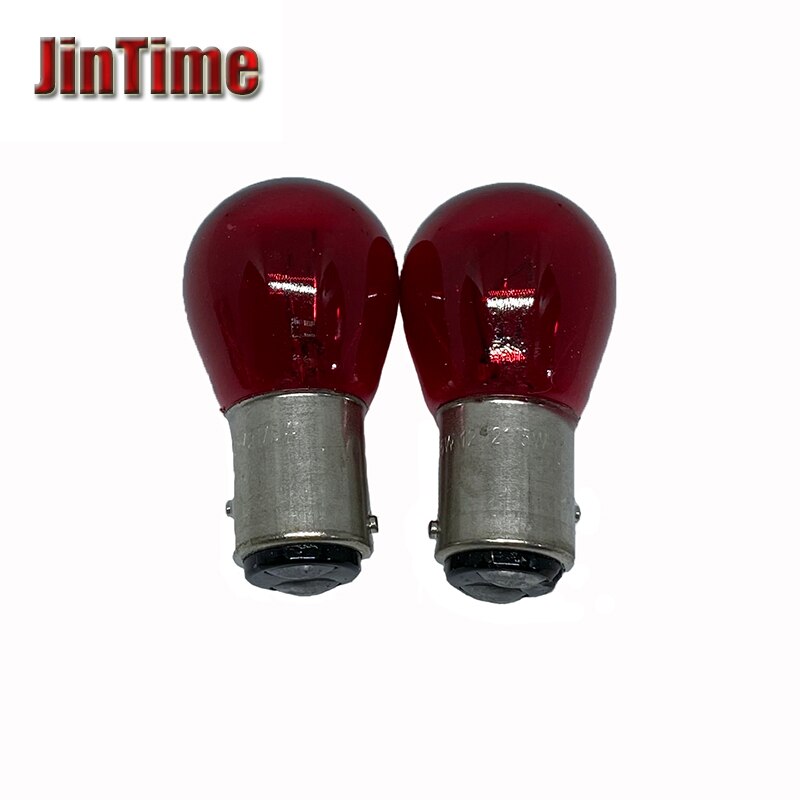Bombilla de cristal de doble filamento para coche y motocicleta, lámpara de freno de marcha atrás DRL, BAY15D 1157 S25 P21/5W, color rojo ámbar, cc 12V, 10 Uds.