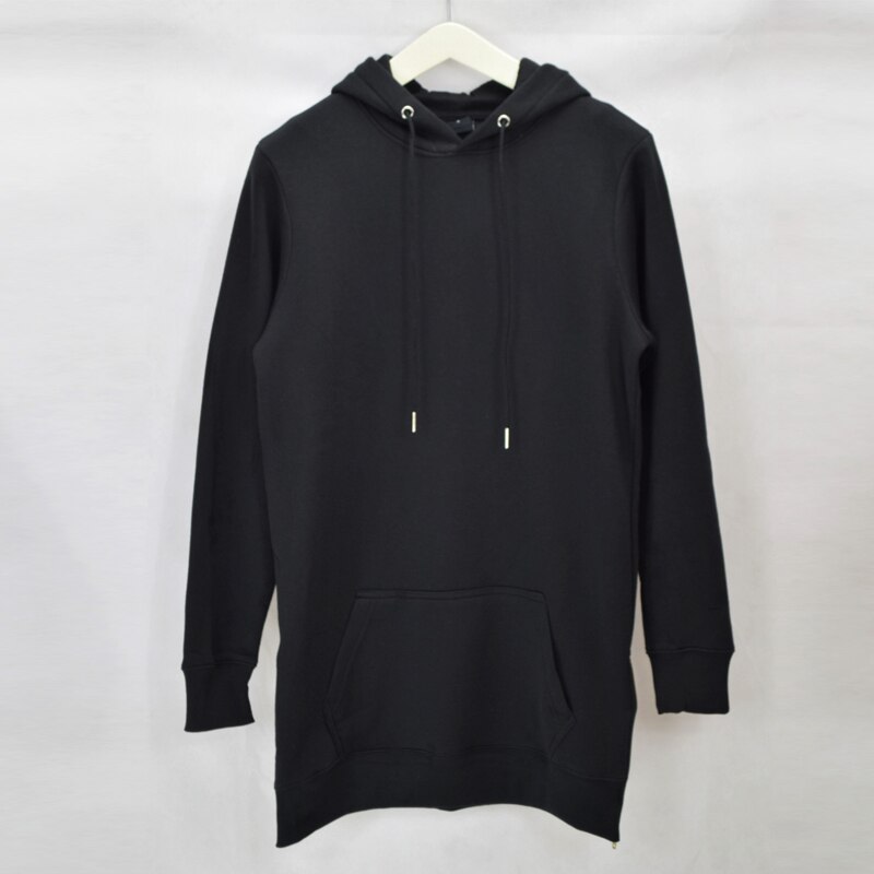 men's hip hop fleece sweatshirts with hoody side zip to hem long sweat shirt men longline hoodies for men
