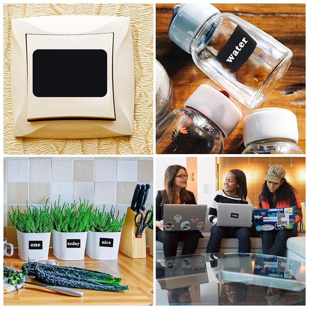 48pcs Blackboard Spice Sticker Reusable Jar Labels Kitchen Label Stickers Organizer Chalkboard Wall Stickers Board Decals Pen