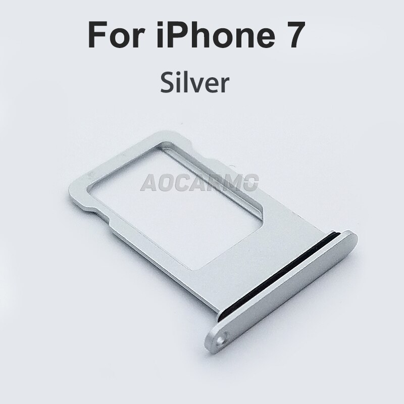 Porta cartão aocarmo, suporte de alumínio nano com junta de borracha para substituição em iphone 7 7 p 7 plus: For i7 Silver