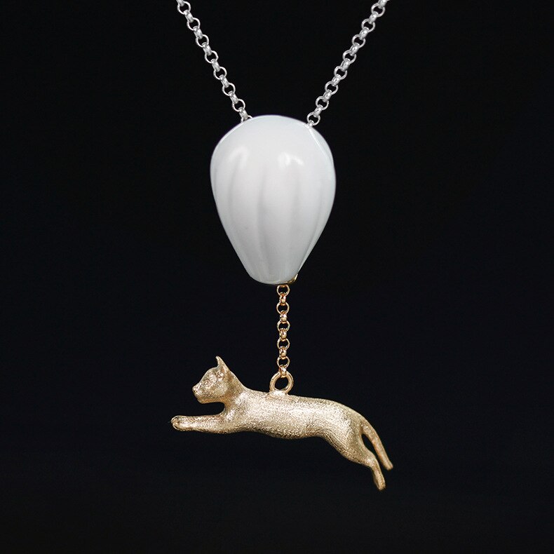 925 Sterling Zilver Luchtballon Kat Hanger - Fijne Sieraden voor Dames: Goud