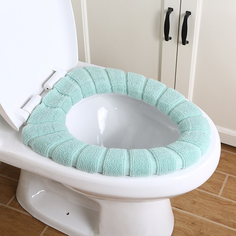 Comfortable Velvet Coral Bathroom Toilet Seat Cover Winter Toilet Cover Household Closestool Mat Seat Case Lid Cover: YZ64-green