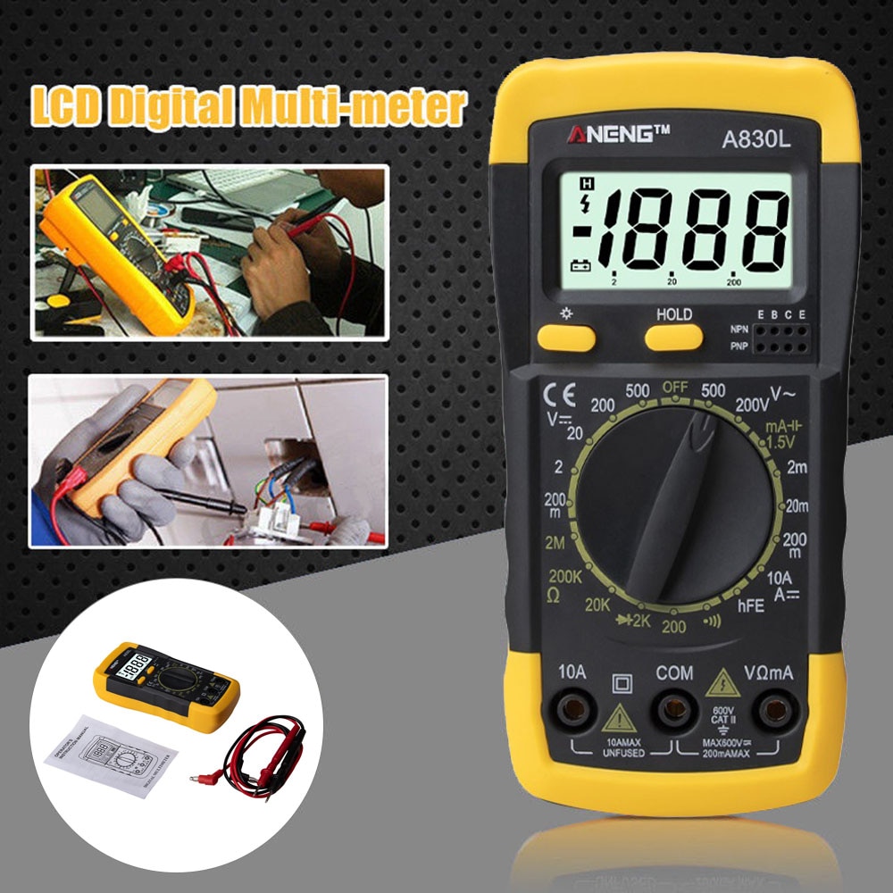 Digital Multimeter Voltmeter Ammeter ESR Meter Mini Multimeter Multi Meter AC/DC Volt DC Current On and off Tester