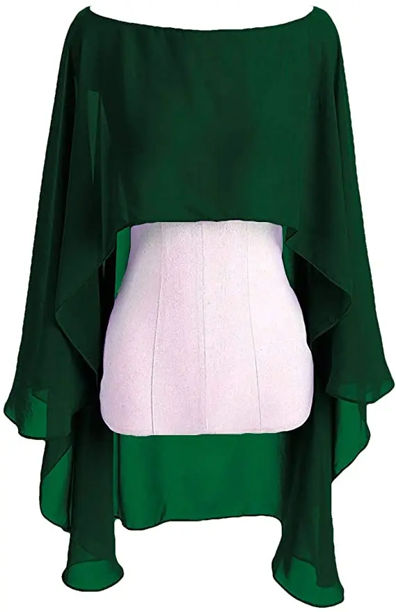Capa de gasa para Mujer, Bolero para Mujer, Chalas de boda para Mujer, chaqueta nupcial para boda de noche, accesorios, capa de Peleryna, chal de Boda: Verde