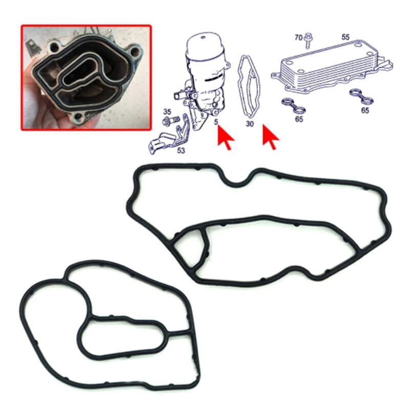 Junta de carcasa de filtro de aceite de goma negra, compatible con Mercedes Benz ML320, ML350, R320, Dodge Sprinter, 6421840080, 6421801410, 2 uds.