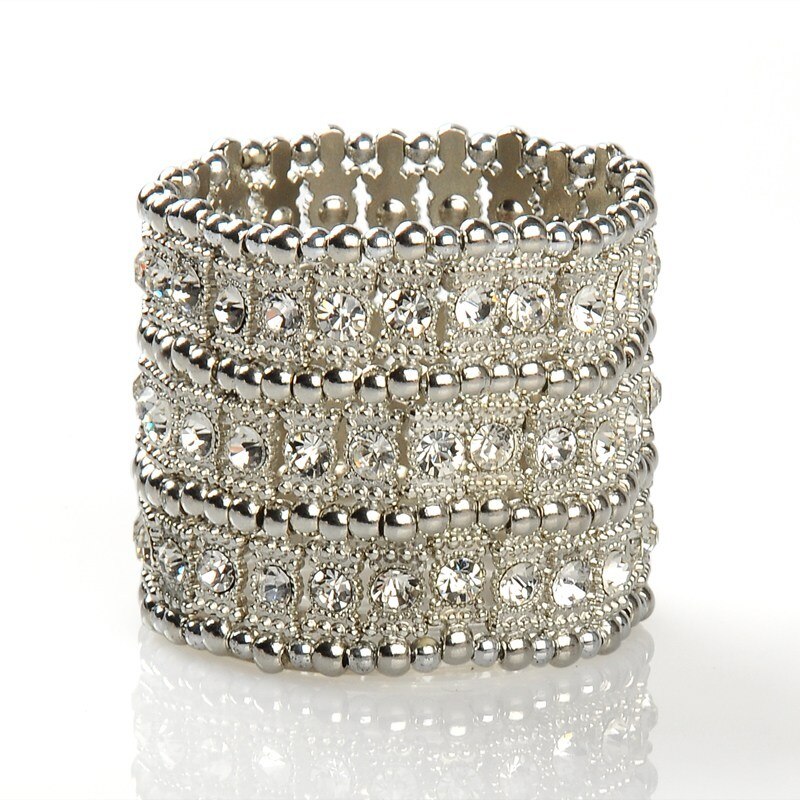 5 stk kule metalllegering stretchy armbånd, brede armbånd med plating akryl perle perler bryllup armbånd  f60