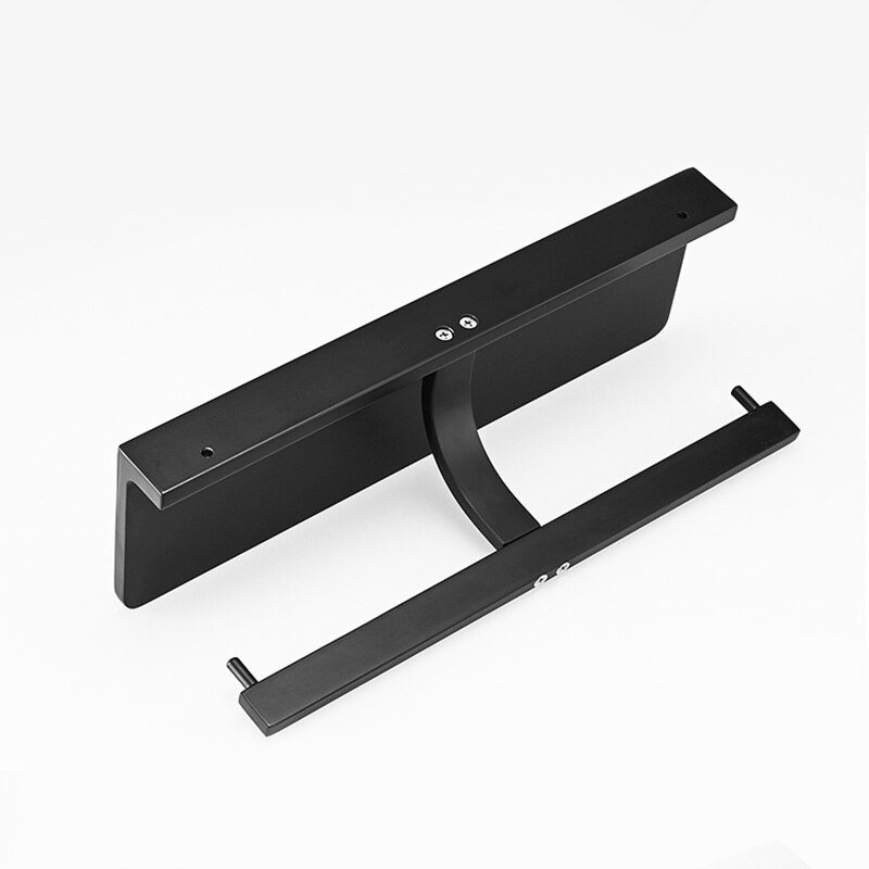 ROVOGO Matte Black Double Roll Toilet Paper Holder with Phone Shelf, Modern Style Bathroom Tissue Dispenser Wall-Mounted