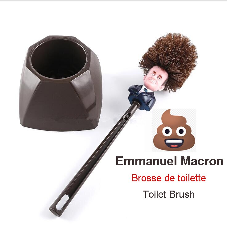 Brosse de toilette à l&#39;effigie d&#39;Emmanuel Macron,accessoire humoristique avec le président de la France, pour WC
