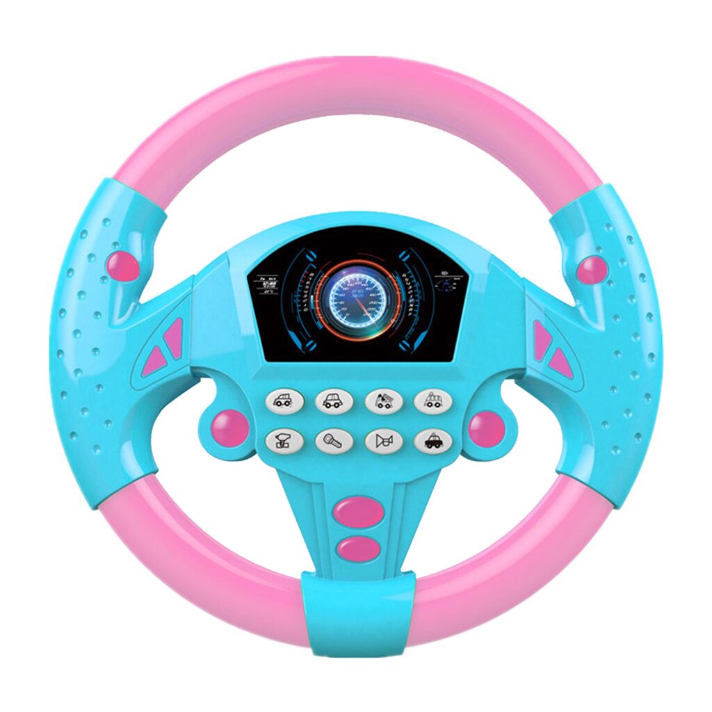 Steering Wheel Toy, Sound Light Simulated Driving Toy Pretend Driving Early Educational Toy for Toddlers Babies: Pink