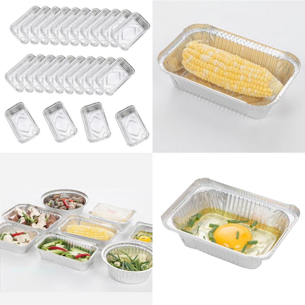 25x engangs tinfolie bagepande takeaway madbeholder grillbakke