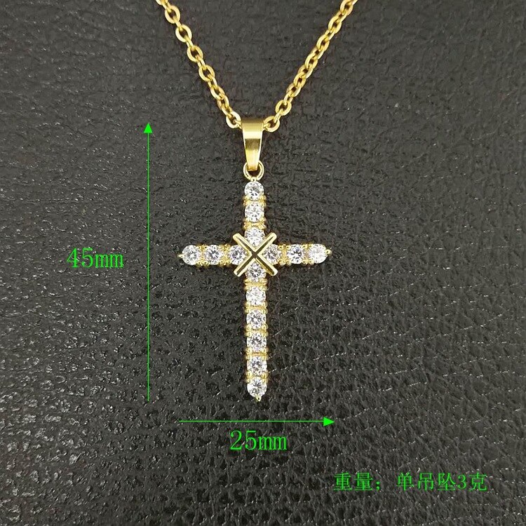 Mannen Vrouwen Hip hop 2 kleur Zirkoon Kruis Hanger Goud Zilver Rvs Iced CZ Cross Hangers Ketting Ketting Mode sieraden