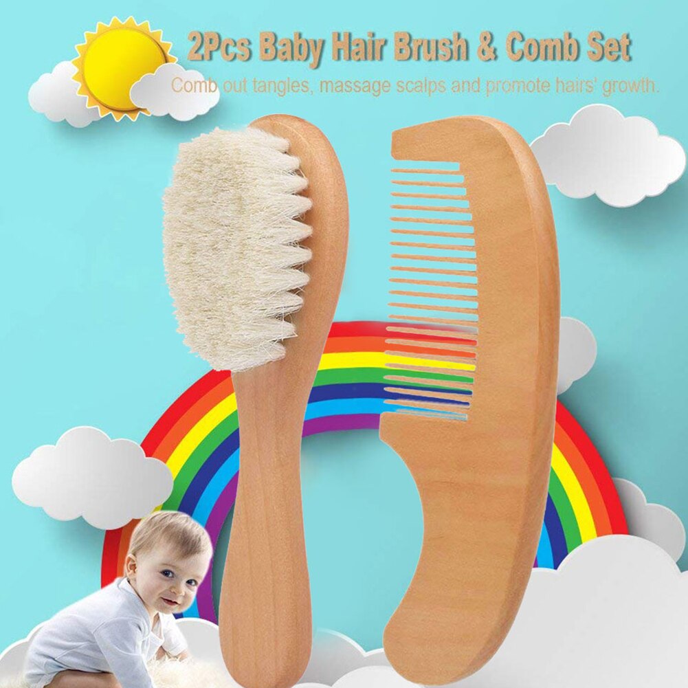 2pcs/ set Natural Wooden Comb Hair Brush Care Kids Massage Infant Baby Pure Natural Safety Material For Your Baby's Health