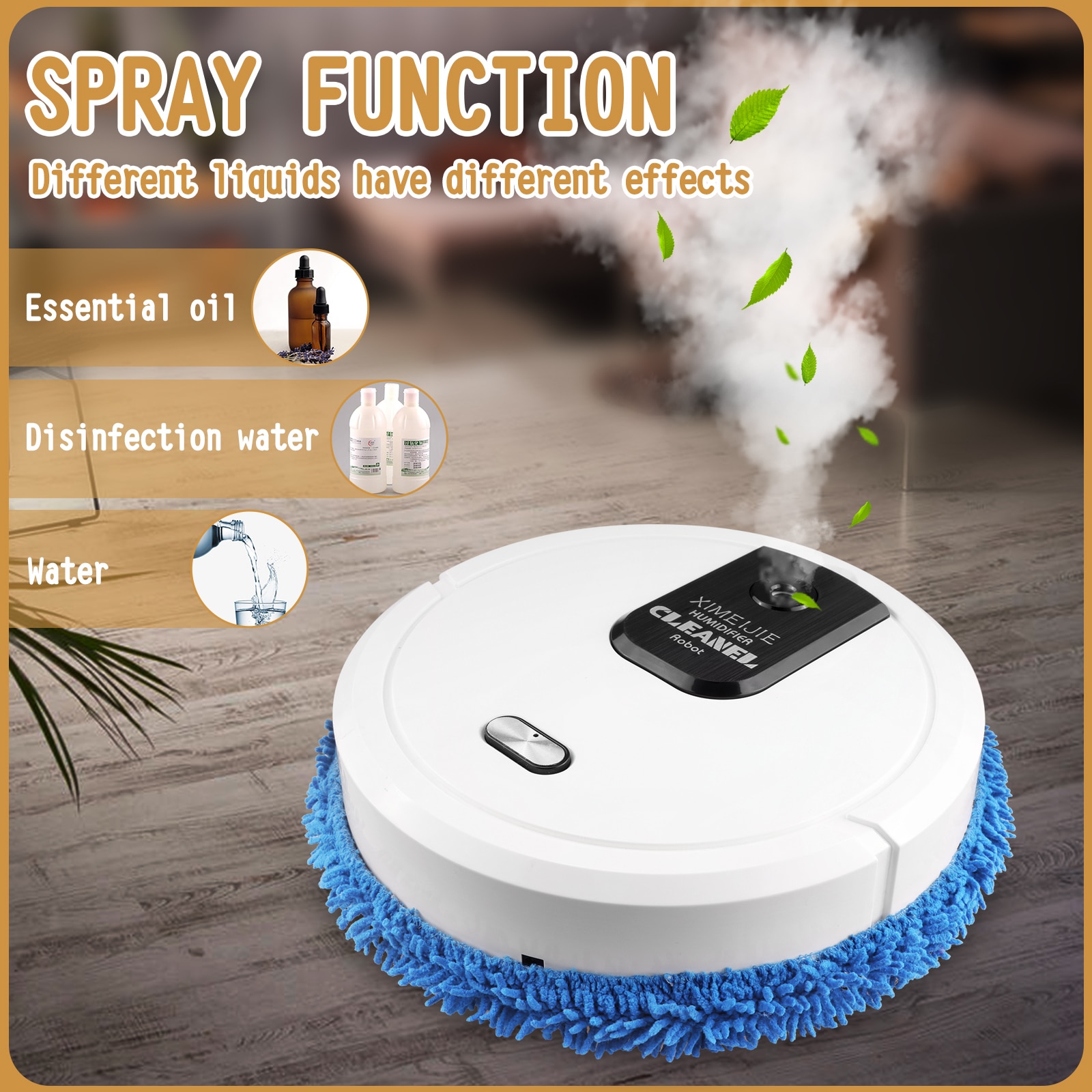 Behogar Usb Oplaadbare Smart Droog Nat Dweilen Cleaner Met Luchtzuivering Spray Functie Voor Thuis Floor Cleaning Wit