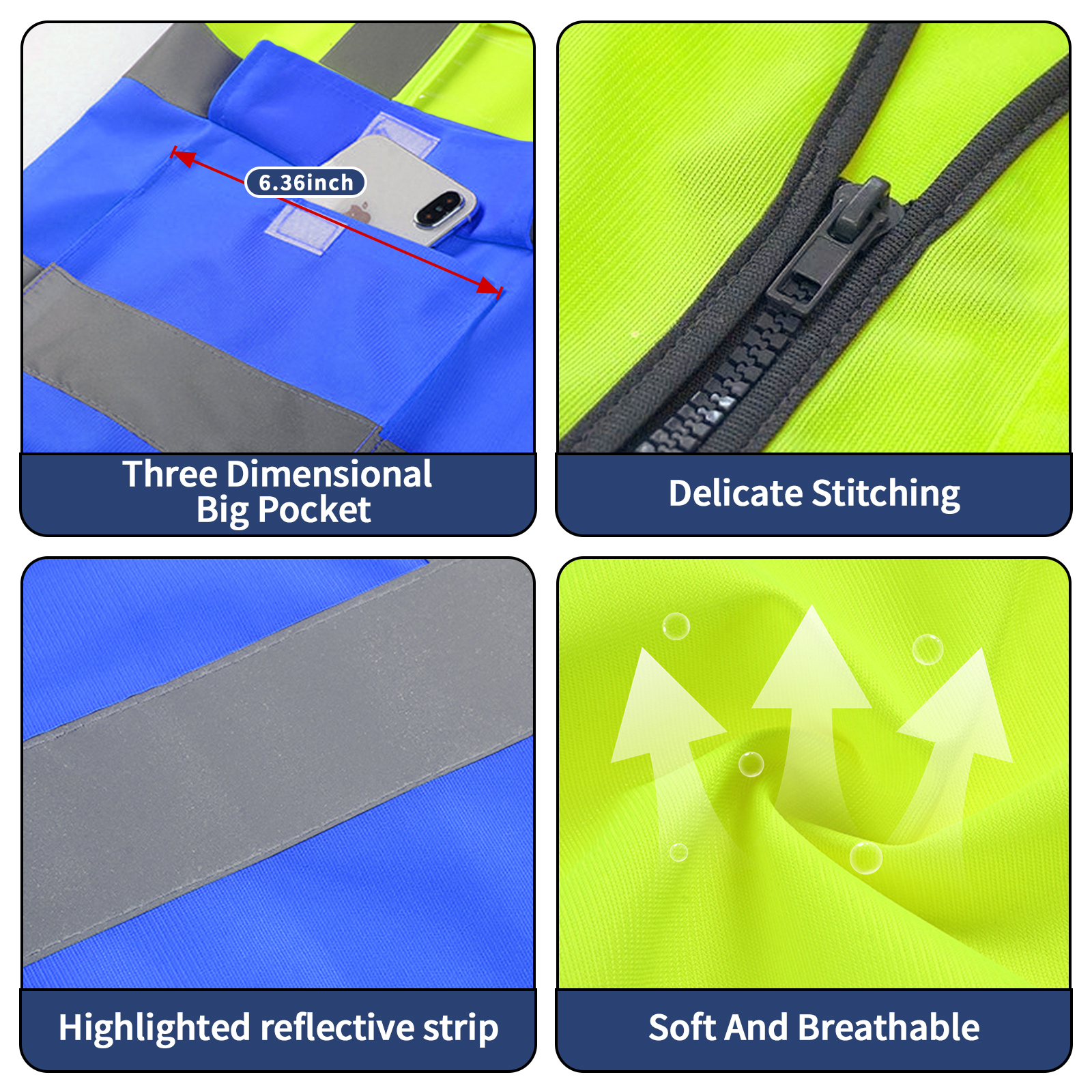 Custom Your Logo Reflective Safety Vest Construction Work Traffic Vest Railway Coal Miners Uniform Security ANSI Class 2