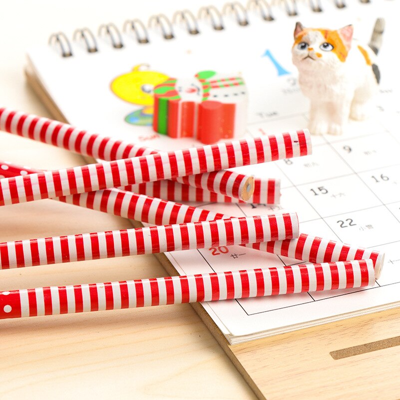 6 Pcs/Set Cute Cartoon Merry Christmas Wood Pencils School Office Stationery Wooden Pencil for Kids Students