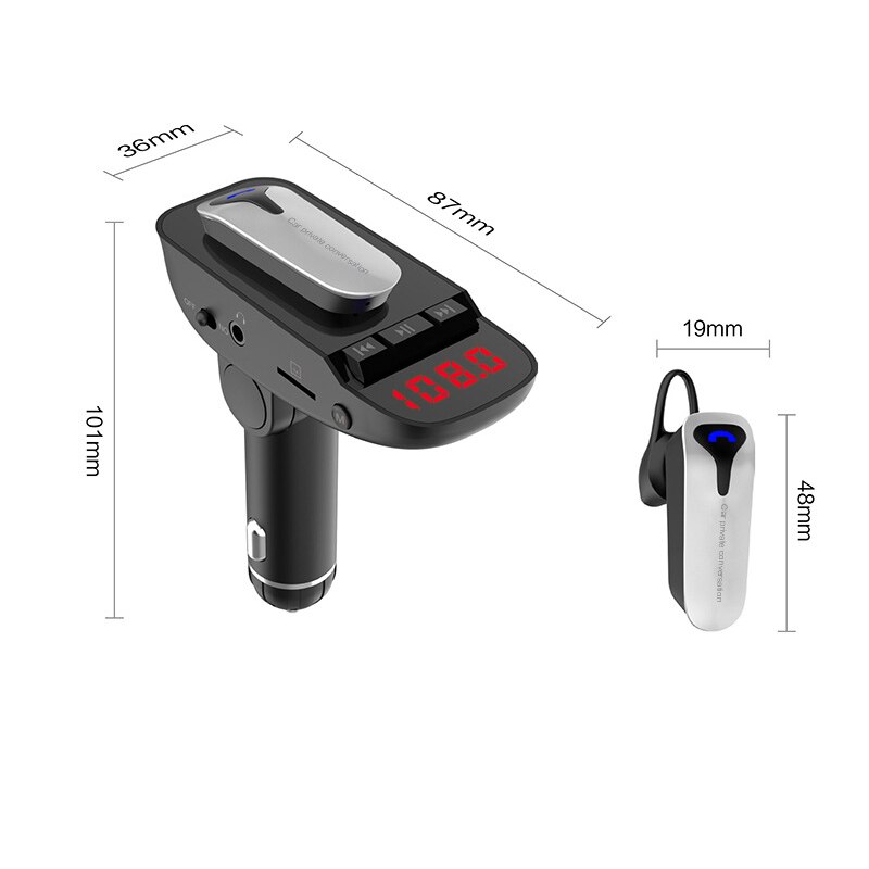 Auto Bluetooth Headset Bluetooth Car Kit Bluetooth Handsfree Auto MP3 Speler Bluetooth V4.2 Ondersteuning TF/U Disk Muziek Auto lader