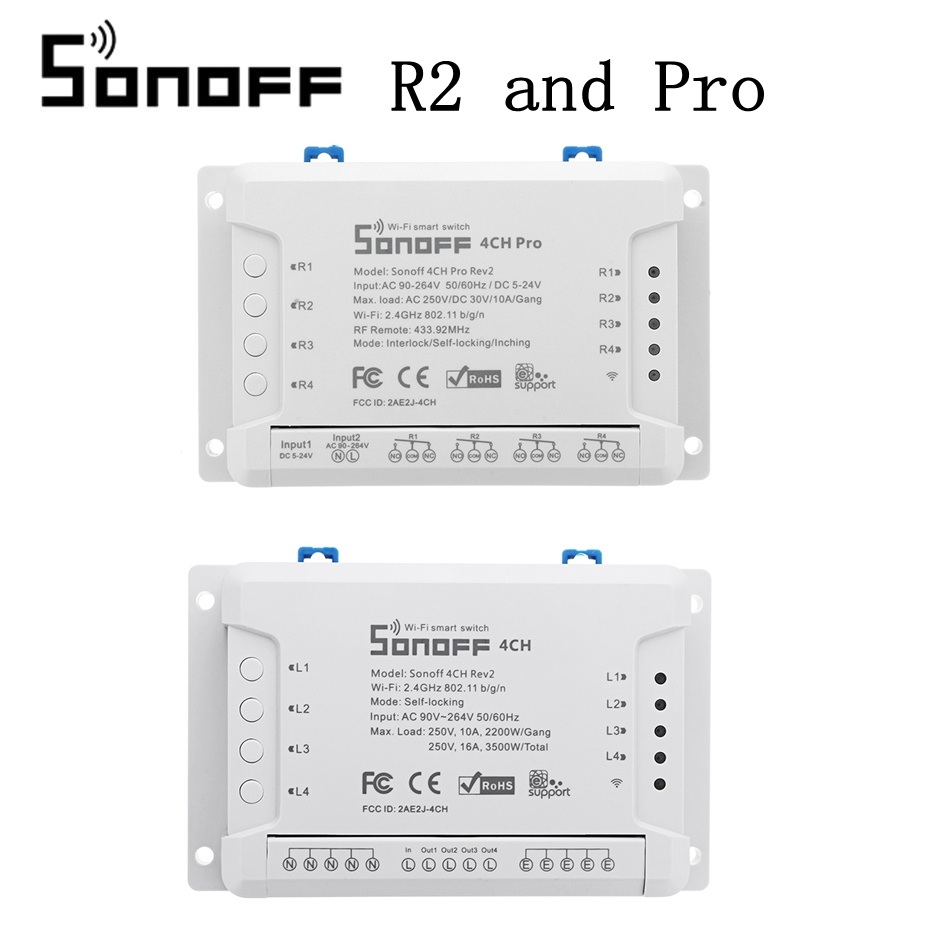 Sonoff 4CH R2 Profi R2 433mhz Gang RF kabellos Fernbedienung Clever Heimat Wifi Modul Clever schalten Tipp Verriegelung Relais alexa Google
