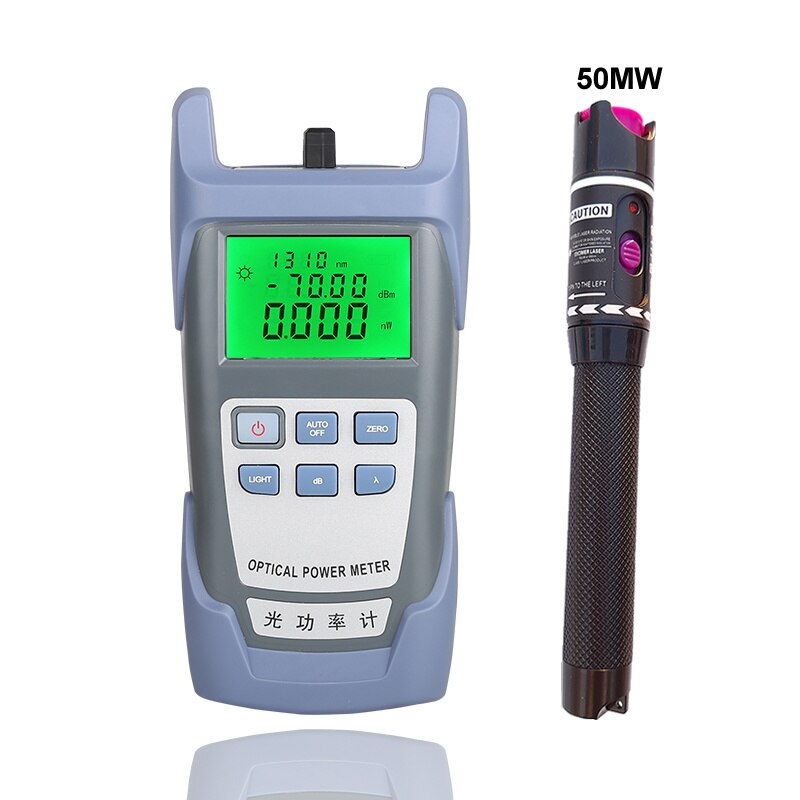 AUA7 FTTH Fiber Optic Tool Kit VFL Fiber Optical Power Meter 70～+10dbm and 1~30MW Visual Fault Locator Fiber optic test pen OPM: AUA 7 and 50KM