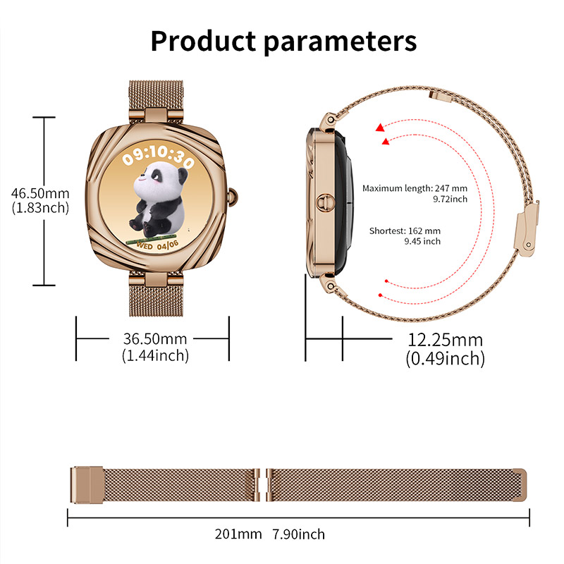 Aiweile AW5 accorto Orologi Donna Smartwatch Chiamata Bluetooth fitness inseguitore Riproduzione musicale AMOLED Coreano Ebraico Vietnamese