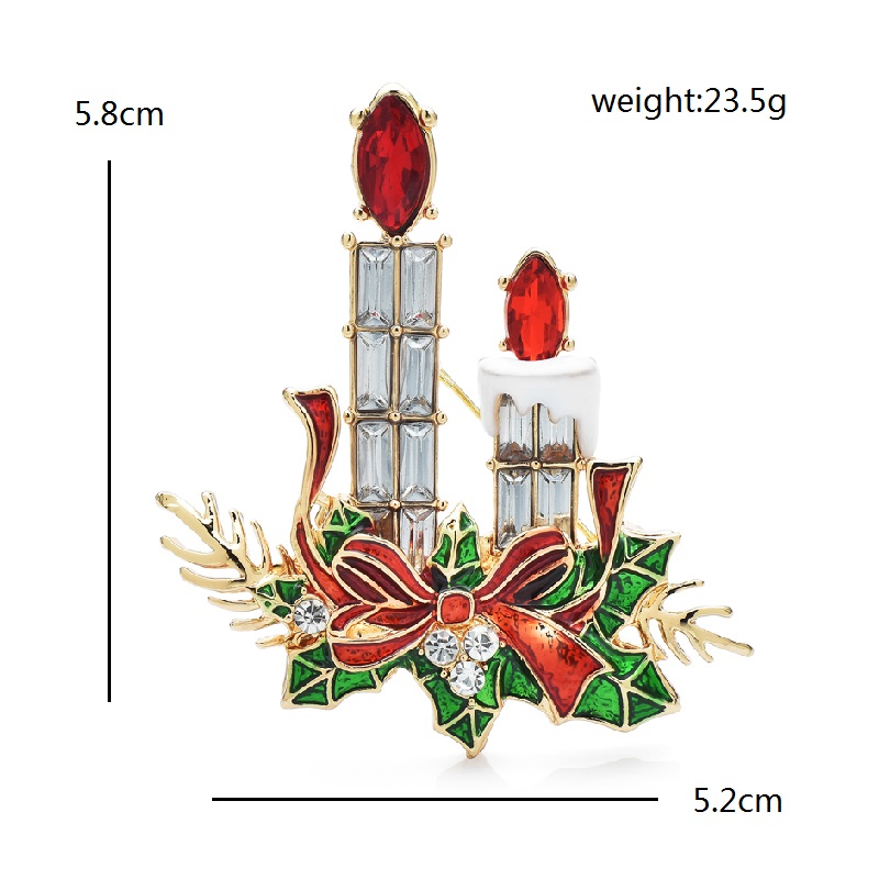 Wuli & baby Charmante Kaarsen Broches Voor Vrouwen Strass Emaille Licht Nieuwjaar Kerst Broche Pins