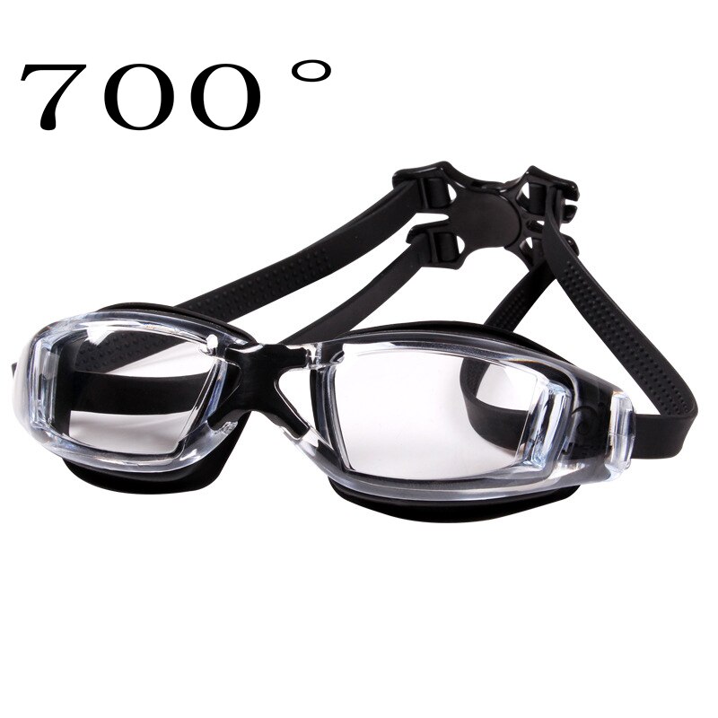 Plain/Myopia Swimming Glasses Waterproof Swim Diving Goggles 150-800 Degree Prescription Glasses HD Anti-fog Swimming Goggles: black myopia 700