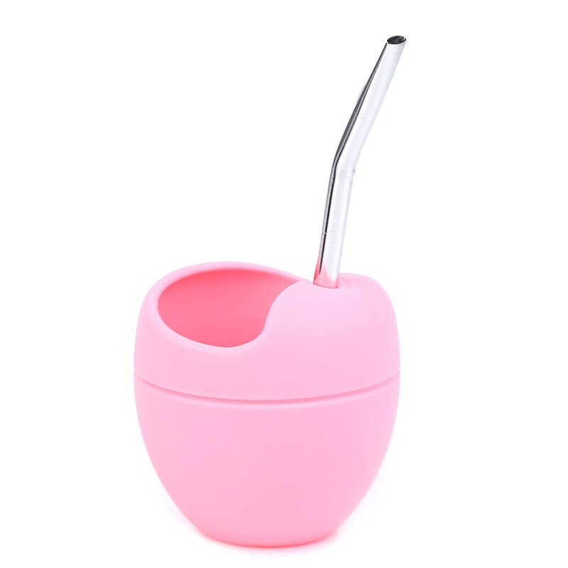 Sort/pink 5oz silikone bombillas yerba mate kop sæt te kop med yerba bombilla sugerør: Pk