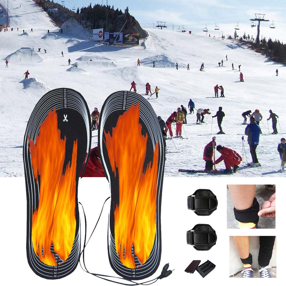 1 par 4.5v batteri elektriske fodopvarmede sko boot indlægssåler varmelegeme sok sne fødder vinter varmere opvarmede indlægssåler