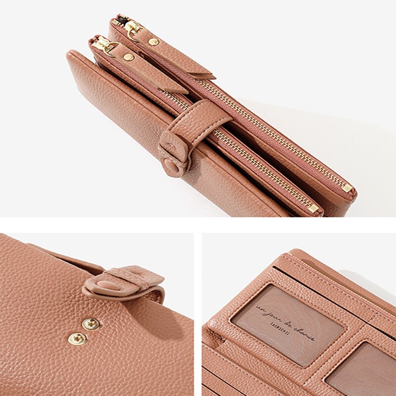 Comfortabele Gecontracteerd Stijl Lange Portefeuilles Voor Vrouwen Pu Lederen Driebladige Kaarthouder Purse Dames Zoete Portemonnees Cartera