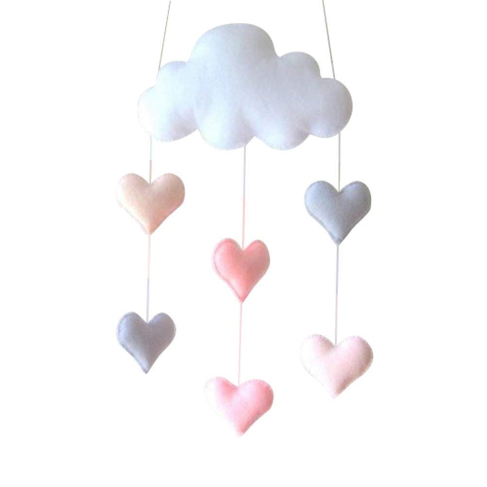 Home Decor Baby Children Bedroom Cloud Felt Loving Heart Ceiling Mobile Hanging Pendant