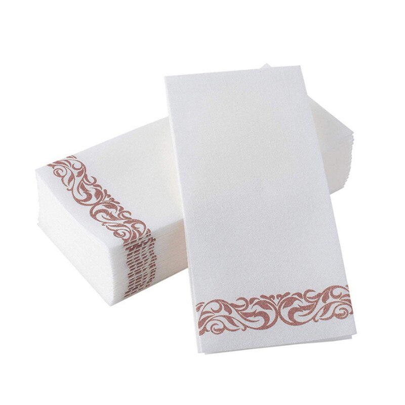 10 Stuks Wegwerp Servetten Papieren Tissue Servetten Hotel Tafelkleed Zacht Absorberend Papier Gast Handdoek Party Wedding Decoratieve: Rose gold 10sheets