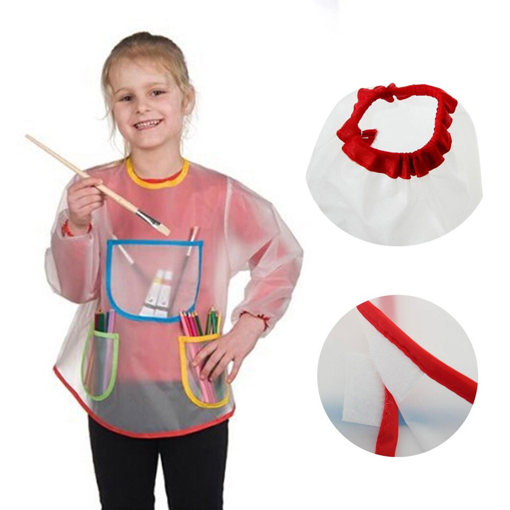 Niños impermeable manga larga 3 espacioso bolsillo pintura delantal