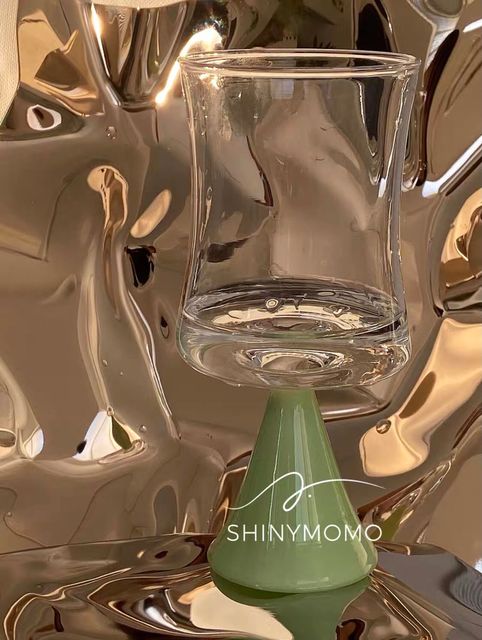 Taza de jugo Medieval de vidrio, vaso curvo , resistente al calor taza de agua, utensilios para beber, estilo Ins: Transparent - Green