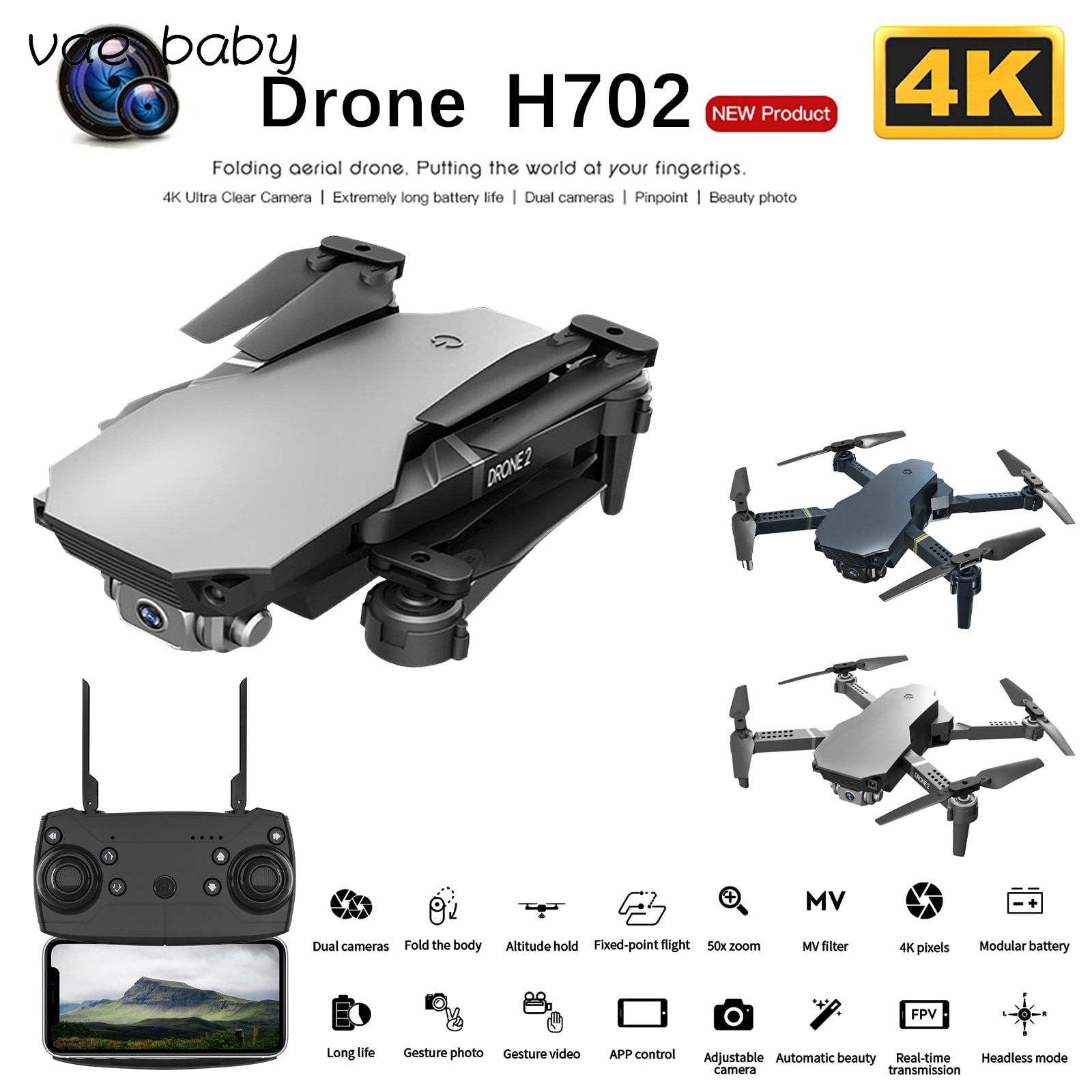 H702 Mini Wifi Fpv Hd Rc Drone Camera Hoogte Hold Modus Opvouwbare Rc Drone Quadcopter Afstandsbediening Drone