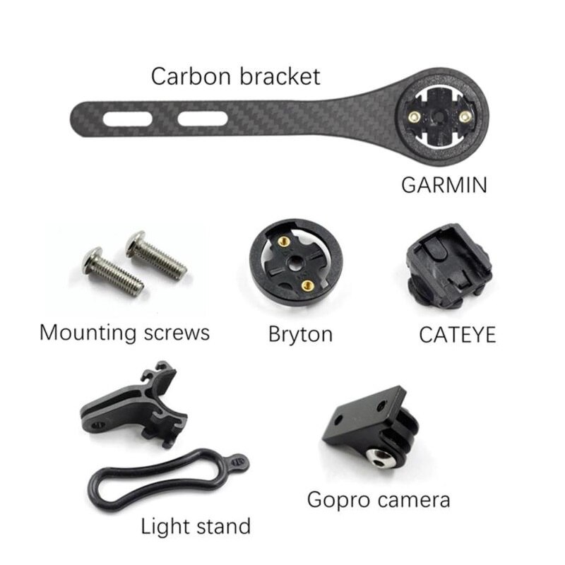 Kolfiber cykel landsvägscykel cykeldator stoppur hastighetsmätare hållare för garmin cateye bryton gopro ljushållare