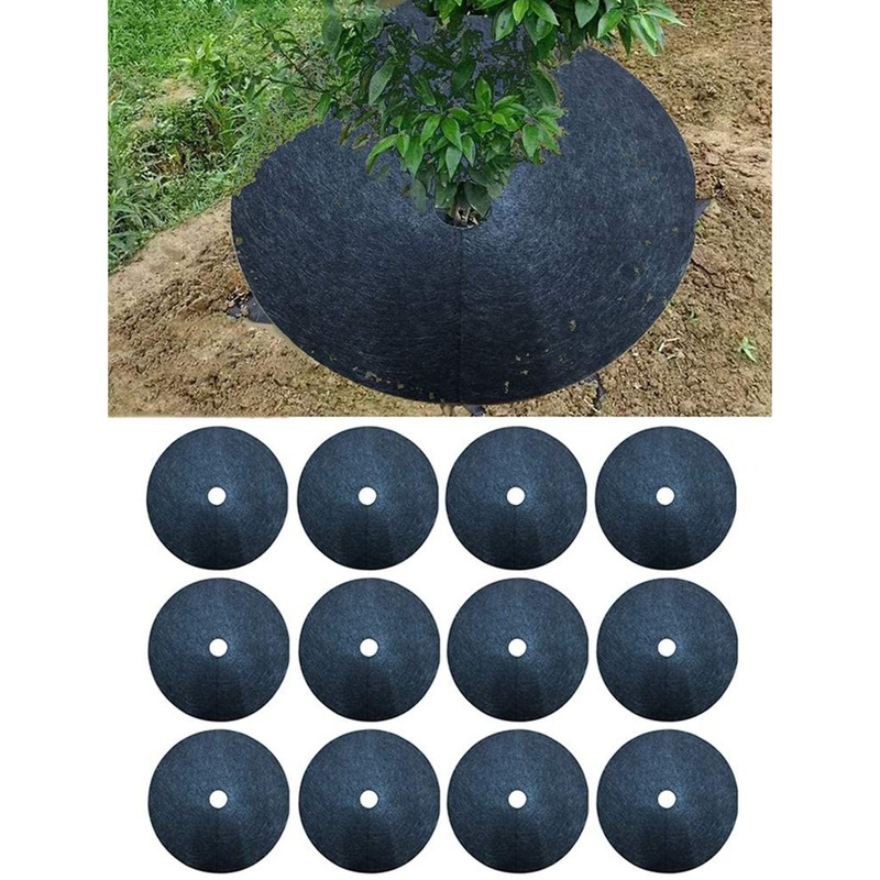 12 stücke Jäzehn Tuch Abdeckt Ring Nicht-vliese Schwarz Gras Tuch für Gemüse Garten 15/27/32/42cm Durchmesser Schutz matt