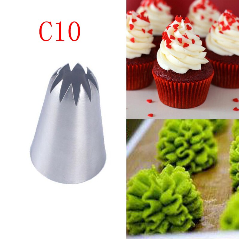 # C10 Grote Maat Piping Close Ster Nozzle Cake Decoratie Rvs Icing Tips Cupcake Gebak Keuken Tool