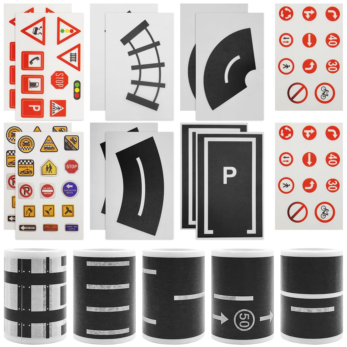 2/4/5Pcs DIY Railway Road Tape Traffic Sticker Adhesive Intelligence Route Mark Safety Education Study Road Signs Tool