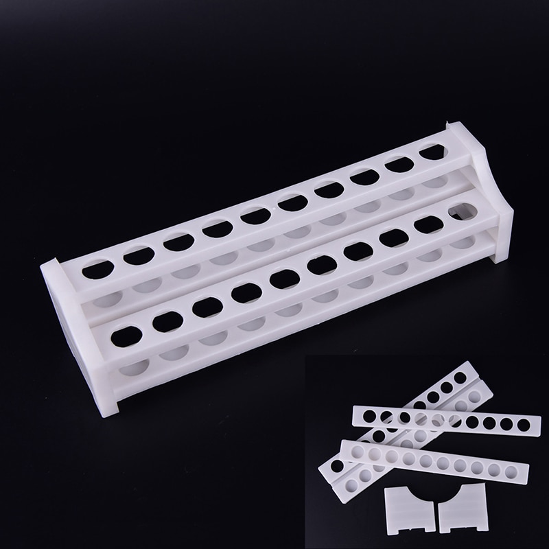 White Test Tube Rack 20 Holes Plastic for Centrifuge Tubes Laboratory Supplies Stand Shelf for School Lab Equipment