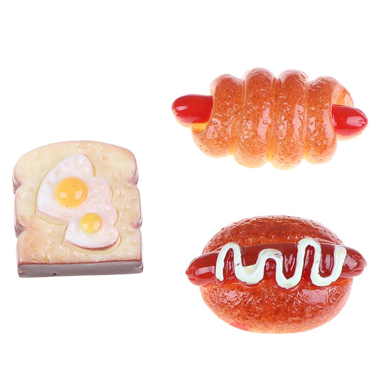 10 stücke Mini Harz Lebensmittel Spielen Spielzeug Hause Handwerk vorgeben Hotdog Brot Kuchen Puppe Haus Miniatur Ornament Dekor Für freundlicher