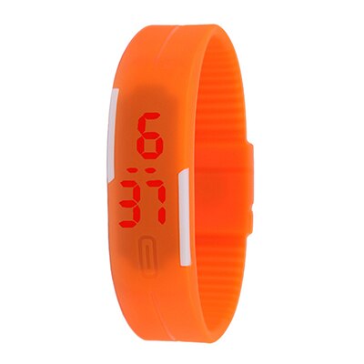 Silicone LED Sport numérique Bracelet montres Fitness décontracté électronique Bracelet hommes femmes garçons filles montre horloge enfants enfants: orange