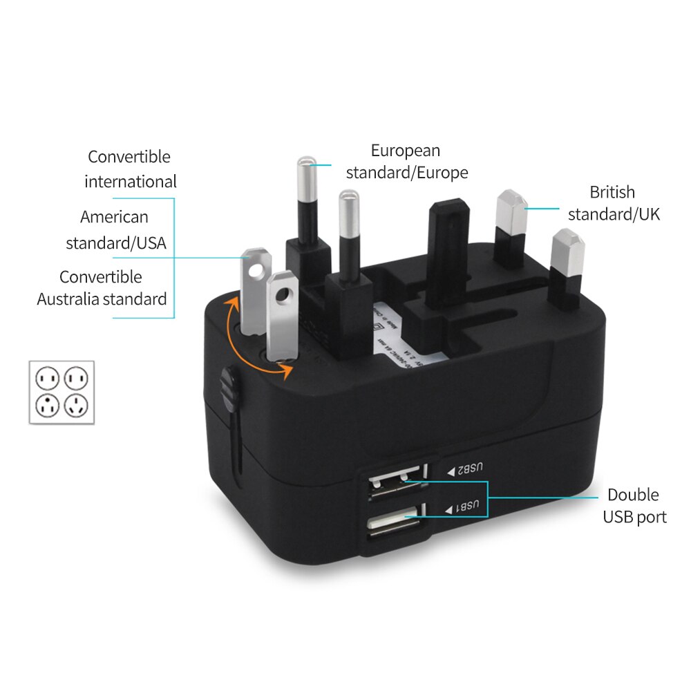 Global Conversion Plug Adapter Adapter Portable Universal Socket Conversion Plug for Travel Cameras Phone Charger