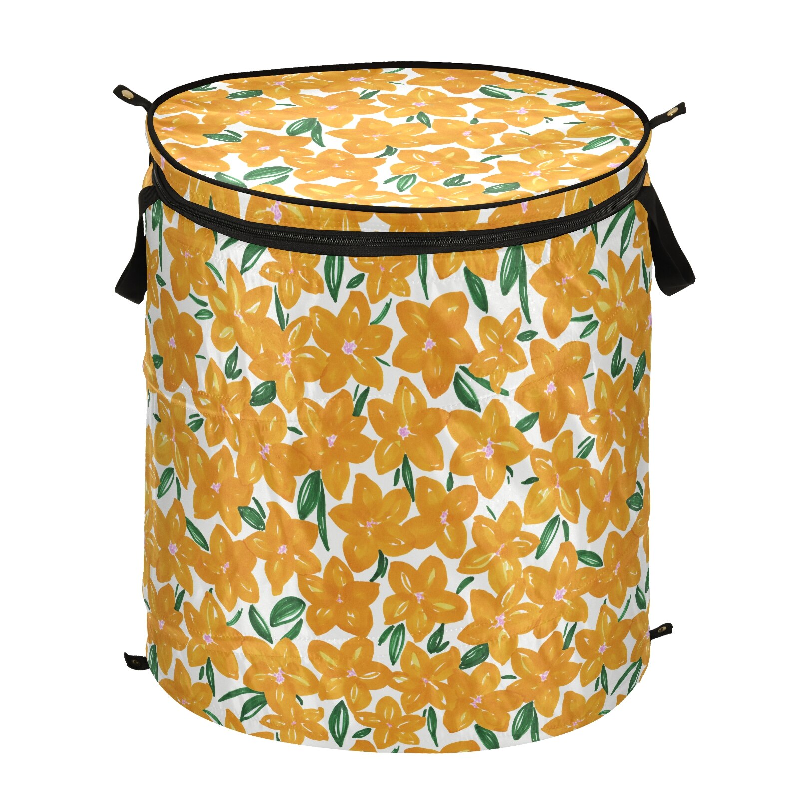 Cloth Art Folding Floral Print Dirty Clothes Toys Storage Bucket Household Storage Basket Dirty Clothes Laundry Basket 40*47cm: 03