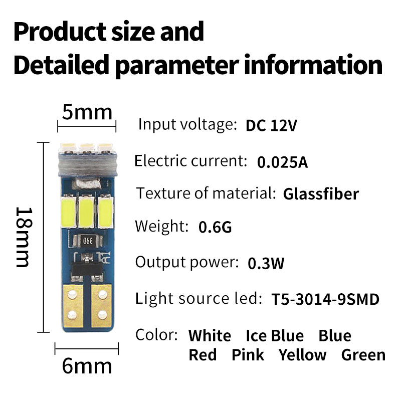 10 Uds T5 W3W W1.2W 70 73 74 bombillas LED superbrillantes indicador de advertencia de coche luz de grupo de instrumentos lámparas de calibre de tablero automático
