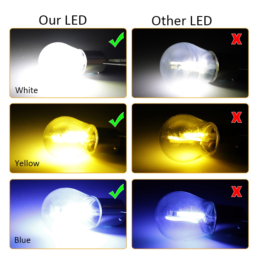 1156 BA15S P21W Cob Filament Chips Led Auto Staart Lamp 1157 Remlichten Helderheid Auto Reverse Lamp Dagrijverlichting Signaal licht