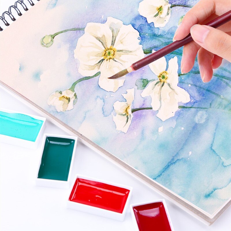 Sakura-Juego de acuarelas de colores sólidos, suministros de Arte de pintura de acuarela avanzada , color nacarado, 24/48/60 colores